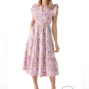 Crown & Ivy Pastel Pink Floral Midi Dress